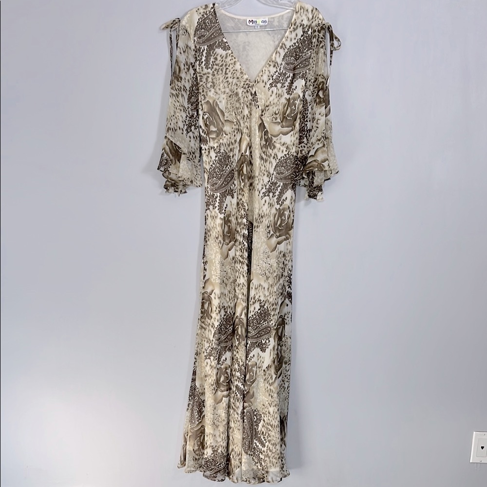 Moa Moa Taupe Floral Maxi Dress